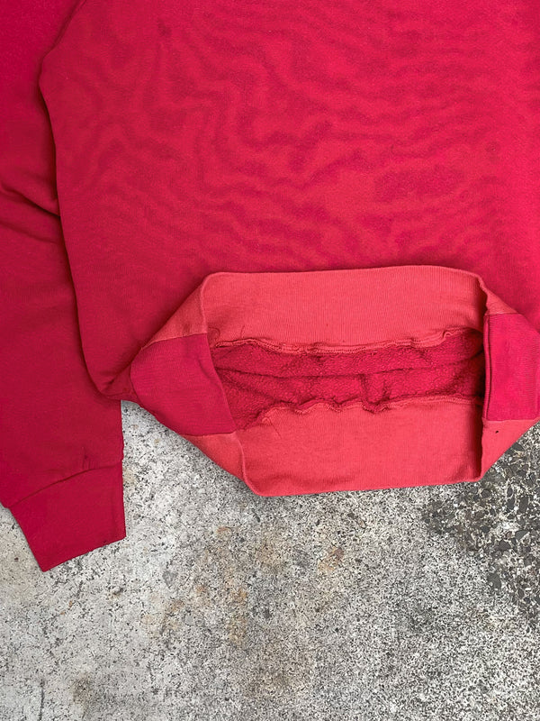 1990s Repaired Faded Red Blank Raglan Sweatshirt