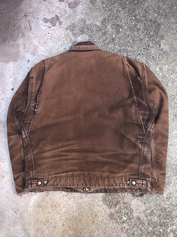 1990s Carhartt Sun Faded Dark Brown Lined Work Jacket (L)