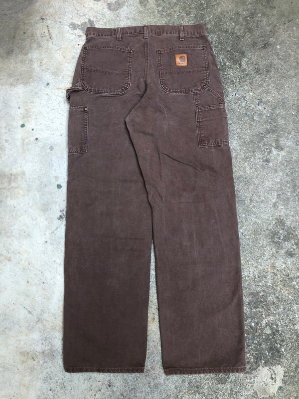 Carhartt B136 Dark Brown Double Front Knee Work Pants (32X33)