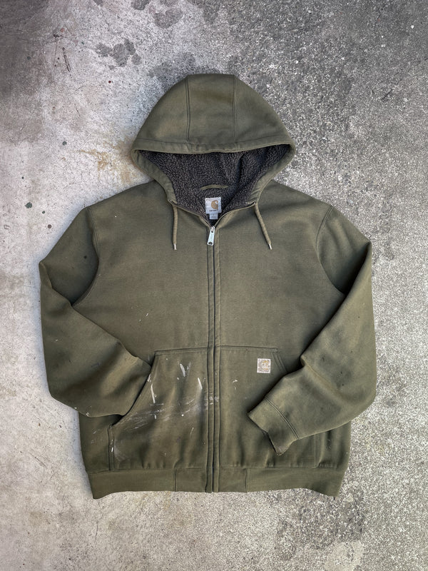 Carhartt Painted Faded Green Zip Up Hoodie