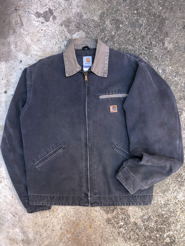 1990s Carhartt Faded Petrol Blue Lined Work Jacket (L)