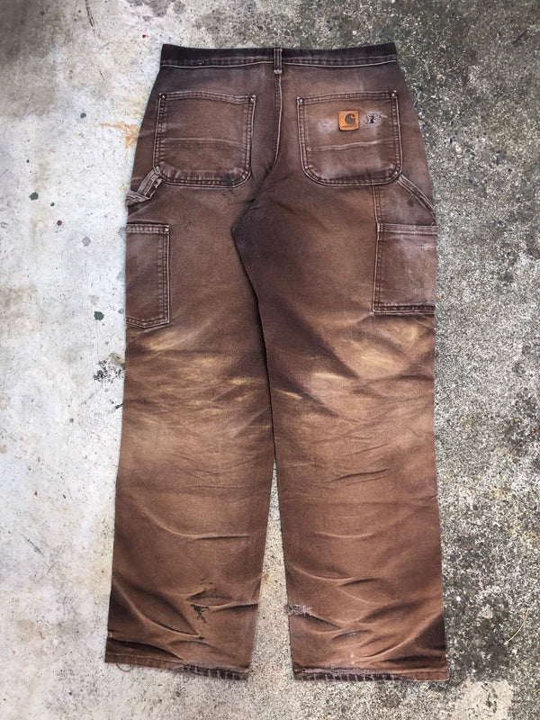 Carhartt B136 Dark Brown Double Front Knee Work Pants (31X29)