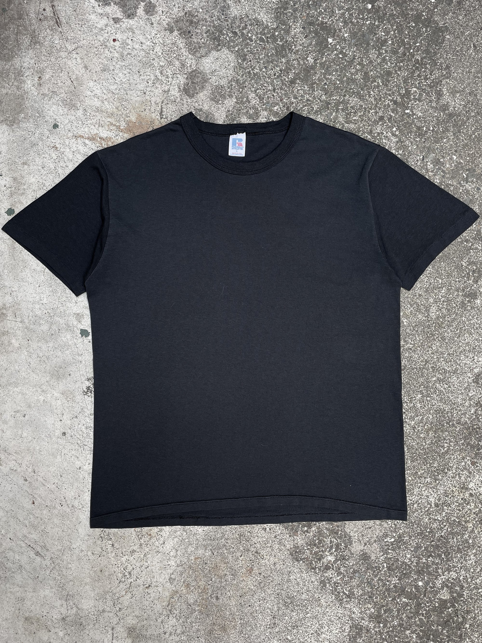 1990s Russell Black Blank Tee