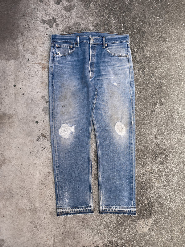 Vintage Levi’s Distressed Faded Blue 501 Released Hem (34X29)