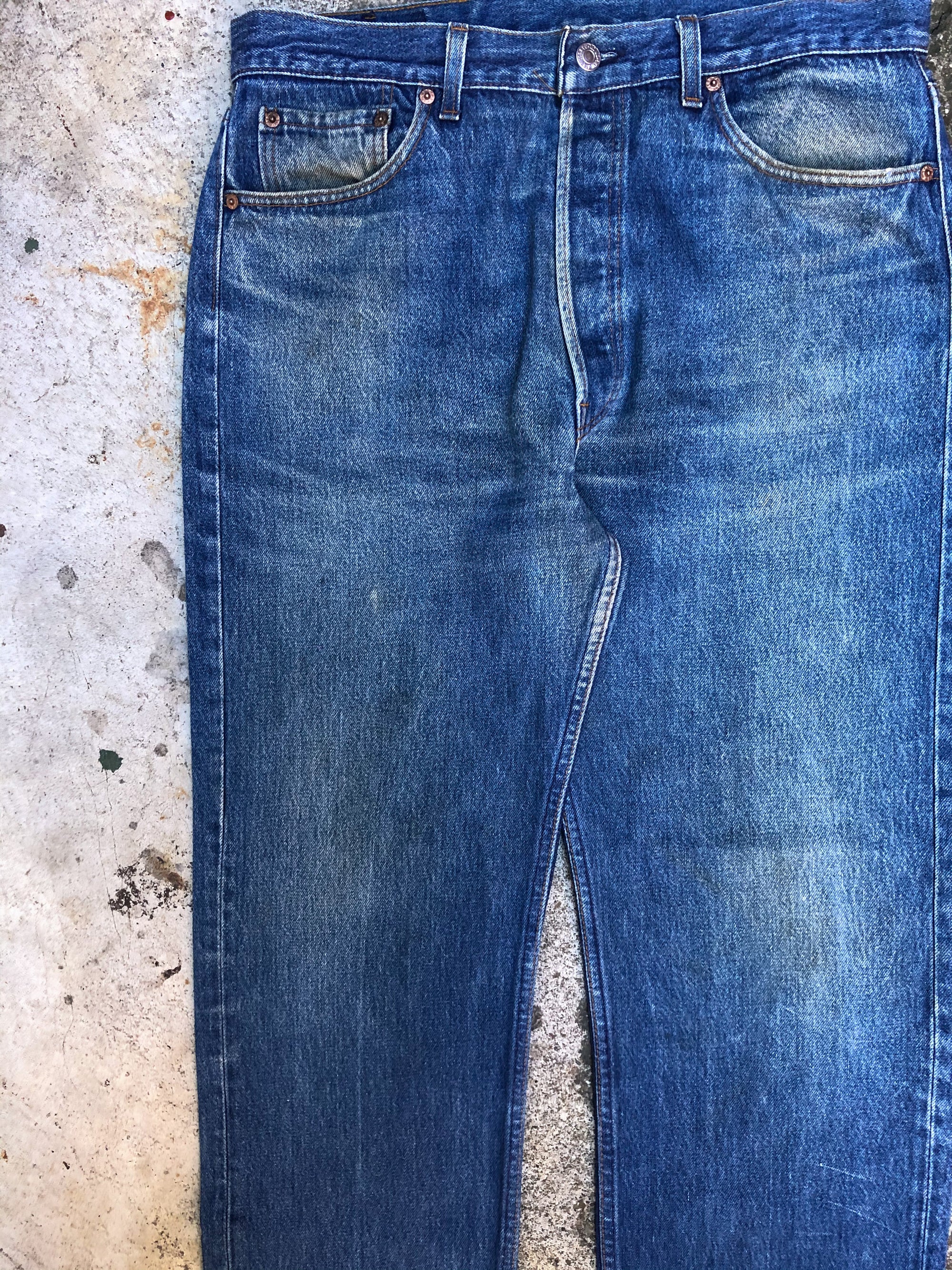 1990s Levis Worn In Blue 501 (34X30)