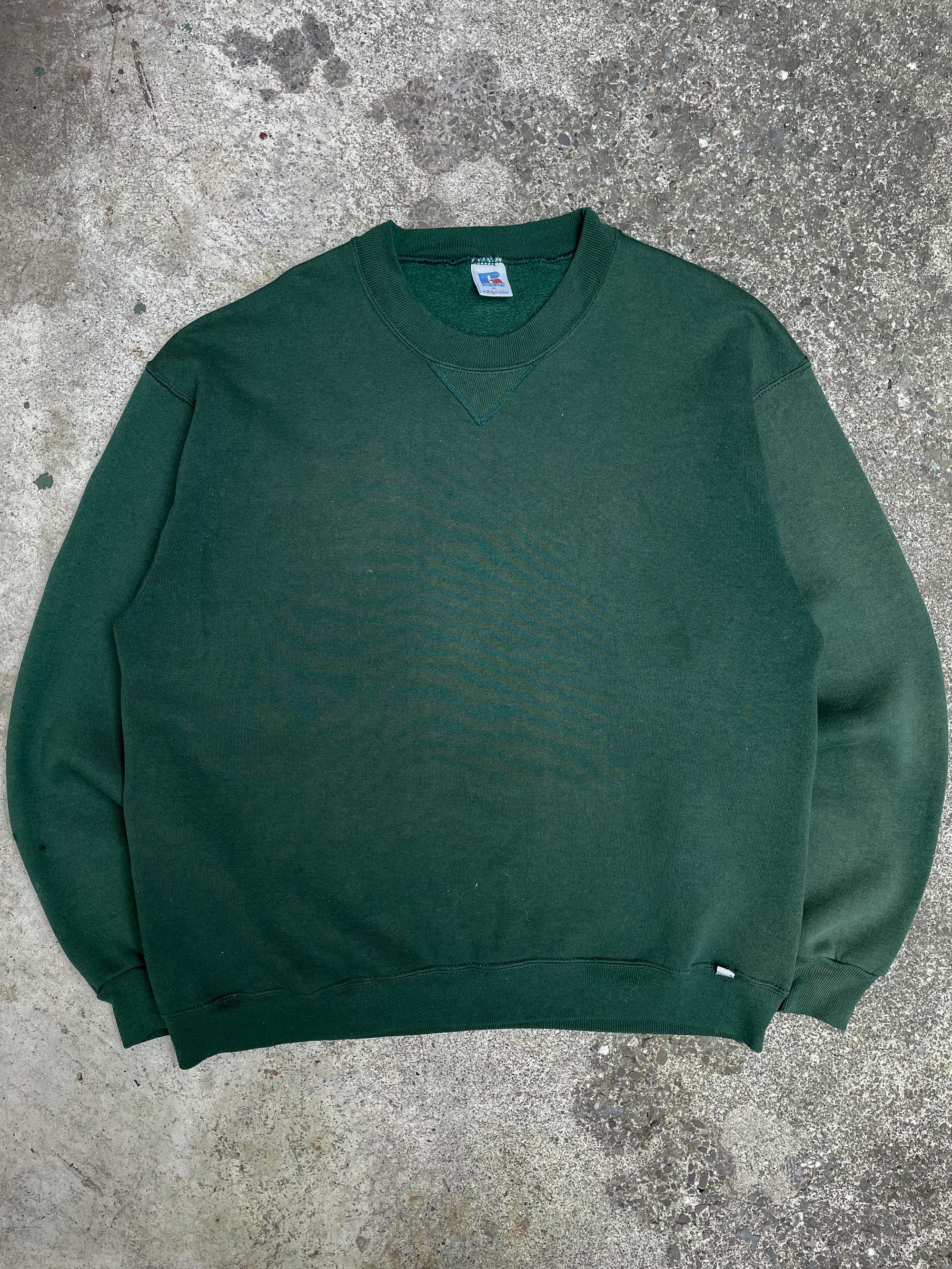 1980s Russell Faded Green Blank Sweatshirt