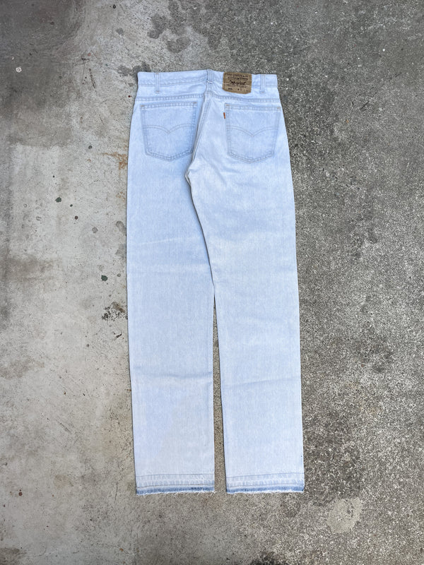 1980s Orange Tab Levis Light Wash Blue 505 Released Hem (29X32)