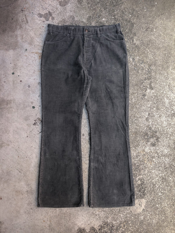 1970s Levis Faded Sage Green Corduroy 646 Talon Zip Flares (35X30)