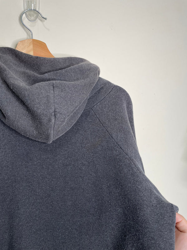 1980s Faded Charcoal Blank Raglan Hoodie (M)