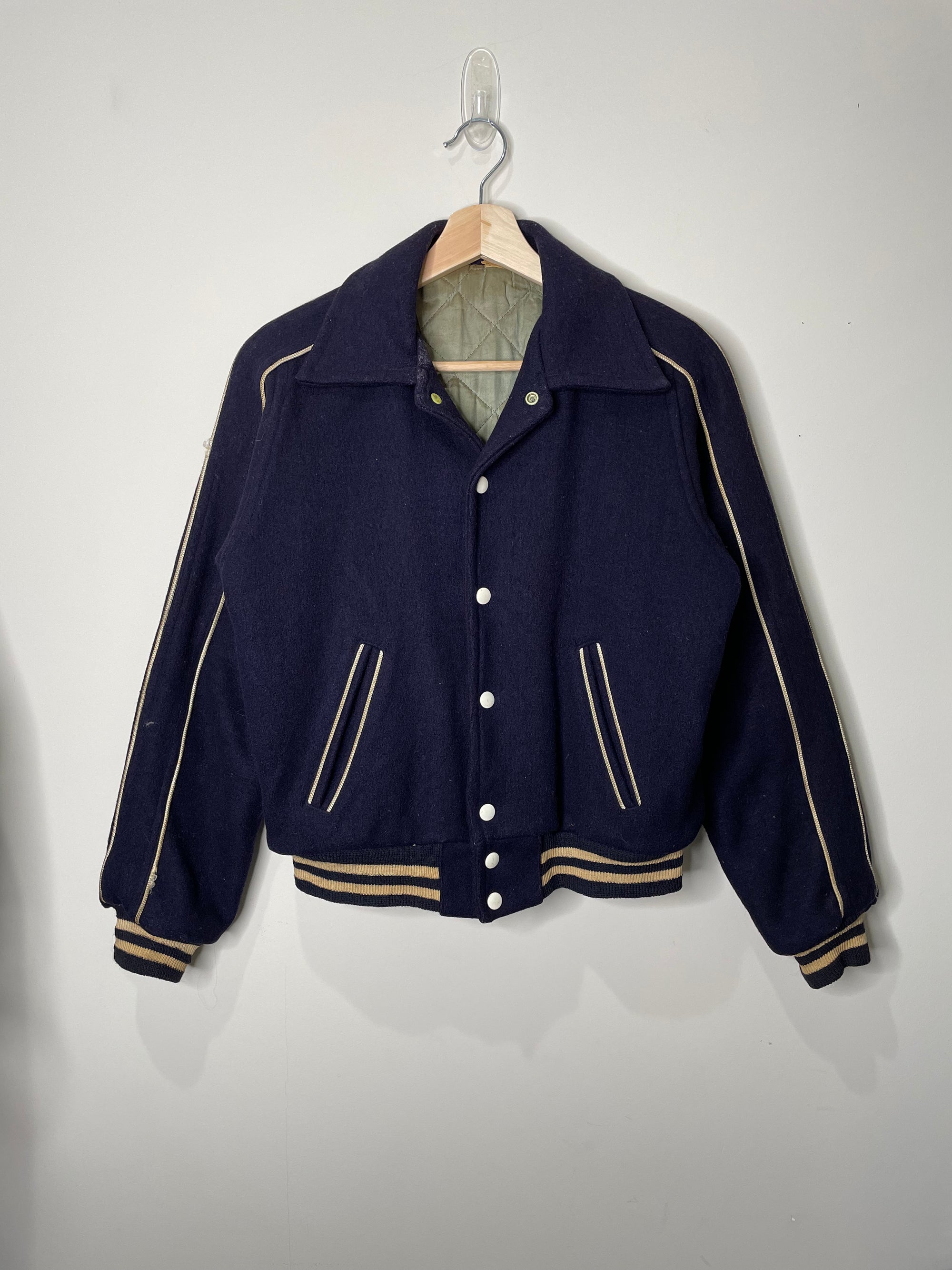 1970s Midnight Wool Raglan Varsity Jacket (S)