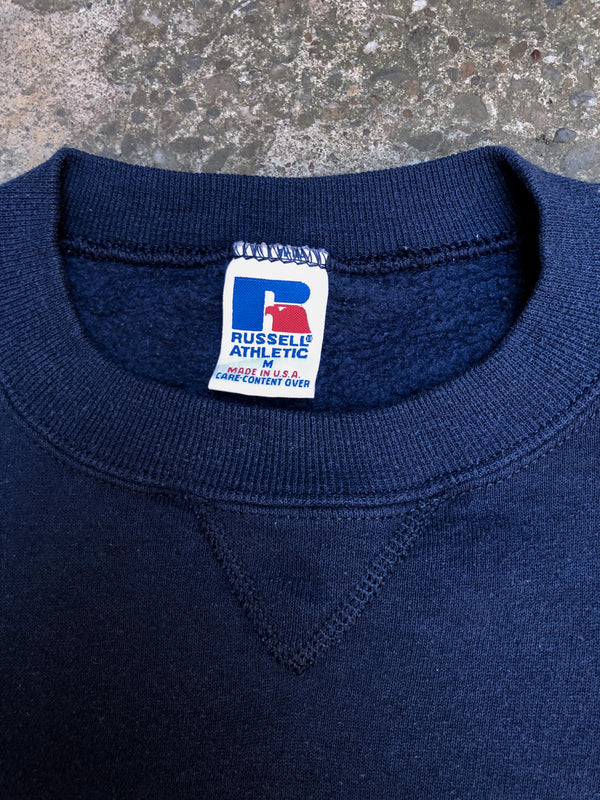 1990s Russell Sun Faded Navy Blank Sweatshirt