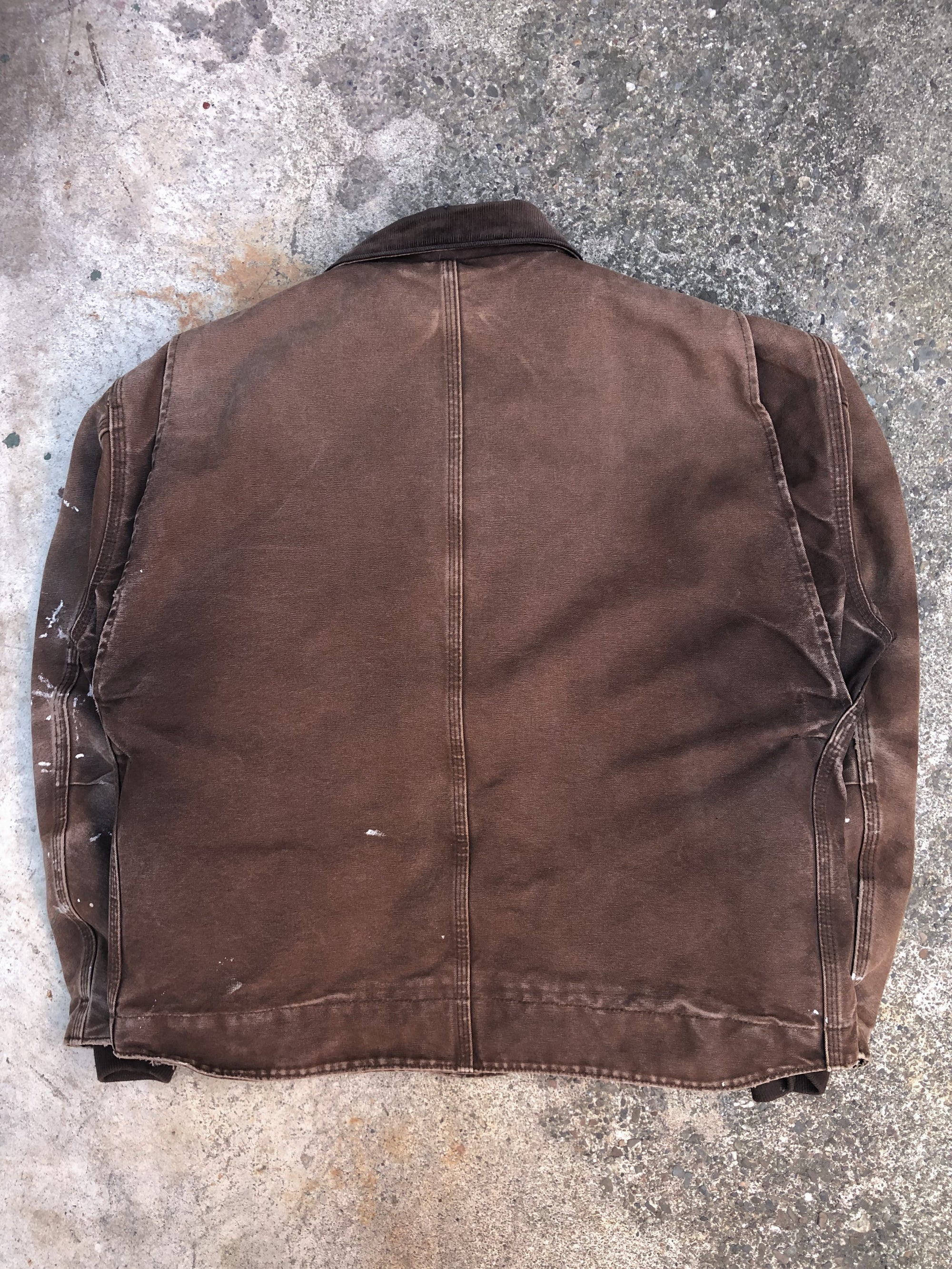 Vintage Carhartt Painted Faded Dark Brown Sherpa Lined Arctic Jacket (L)