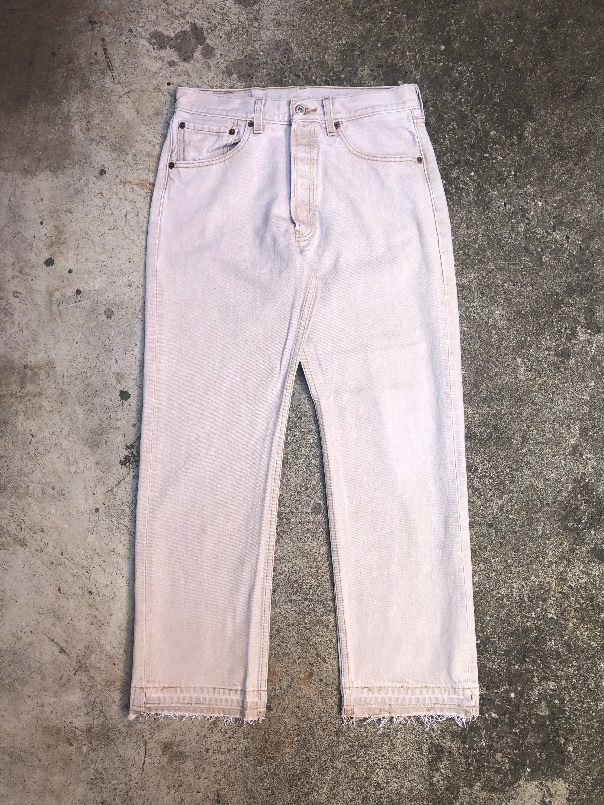 1990s Levis 501 Cream Split Released Hem (30X27)