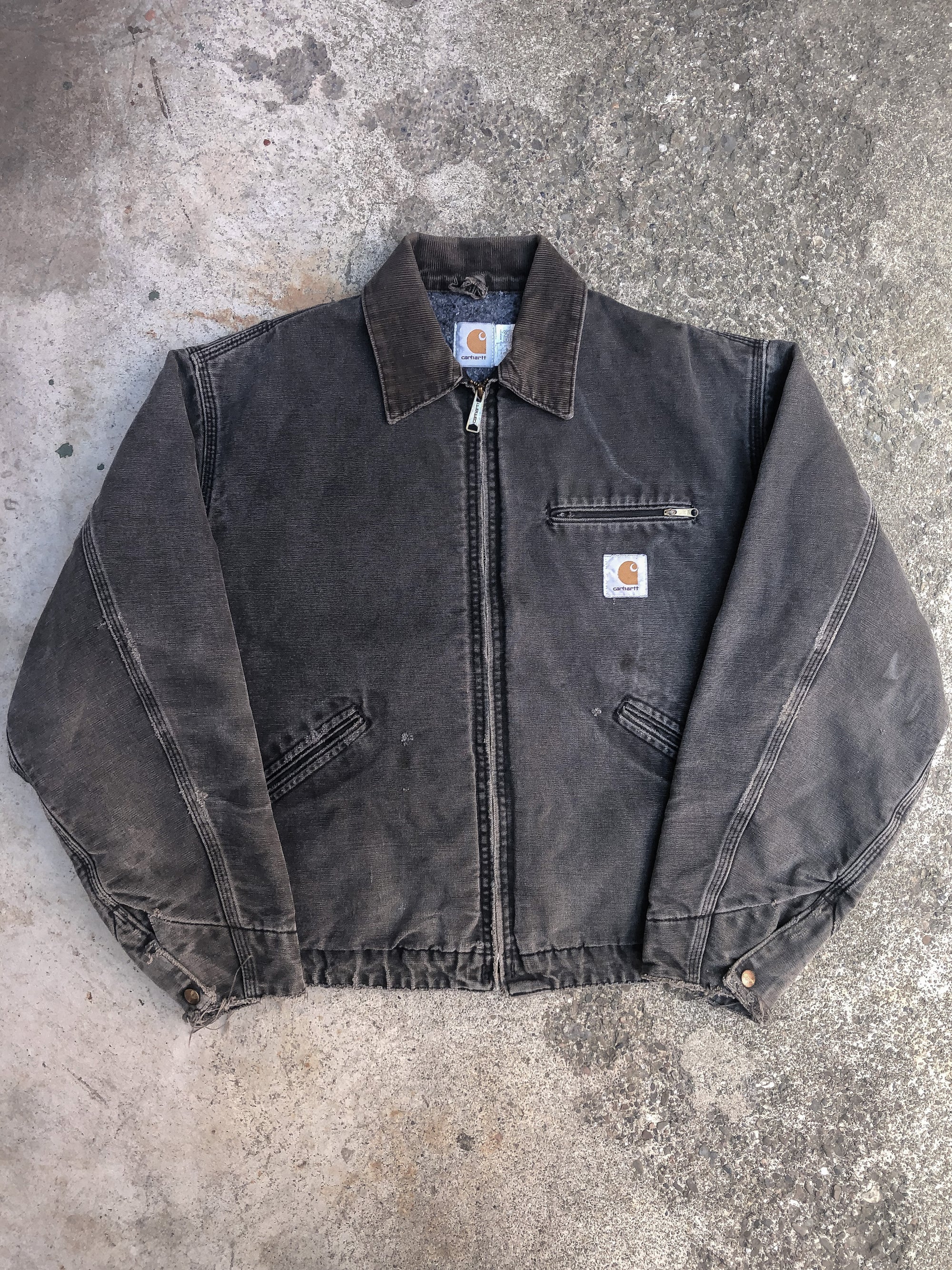 1990s Carhartt Faded Black Lined Work Jacket (L)