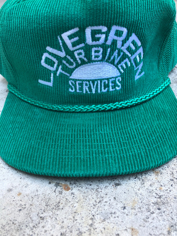 1990s Green Corduroy “Lovegreen Turbine Services” Trucker Hat