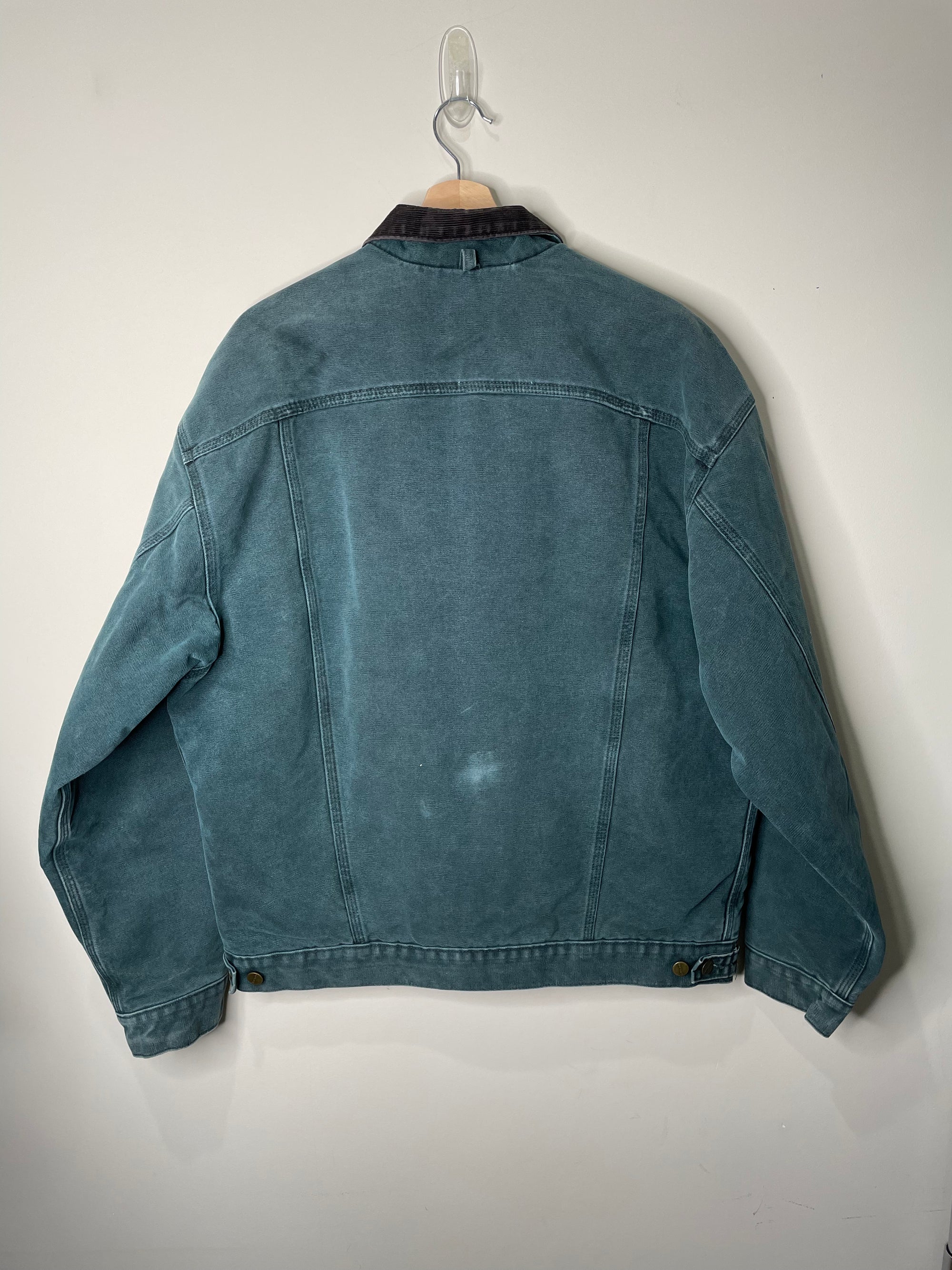 1990s Carhartt Faded Hunter Green Lined Trucker Jacket (L)