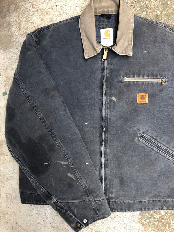 1990s Carhartt Painted Petrol Blue Lined Work Jacket (L)