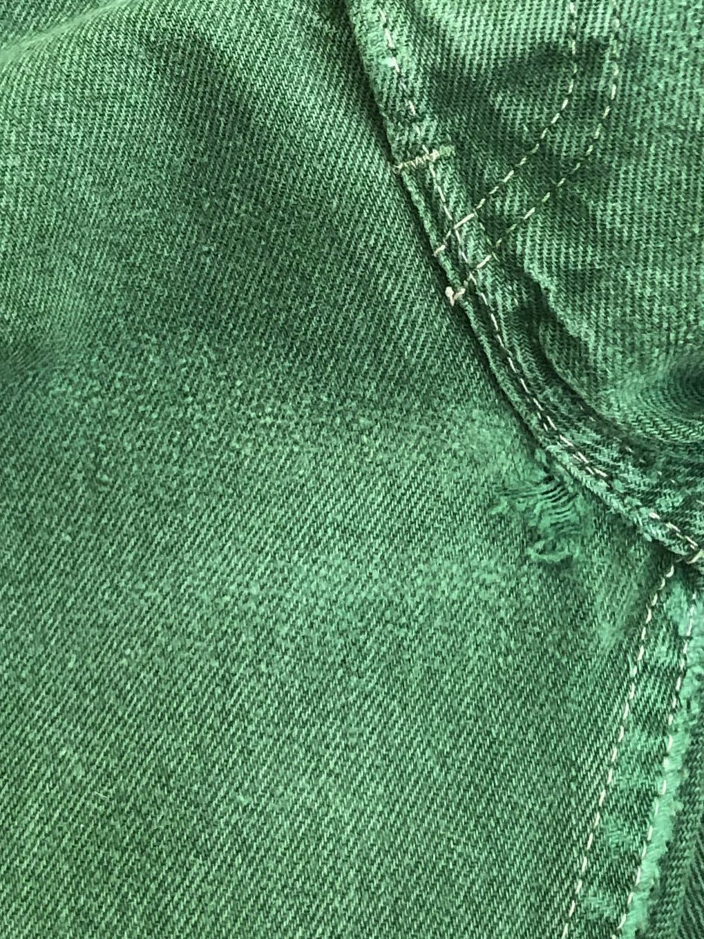 1990s Levis Faded Green 501 Released Hem (34X28)