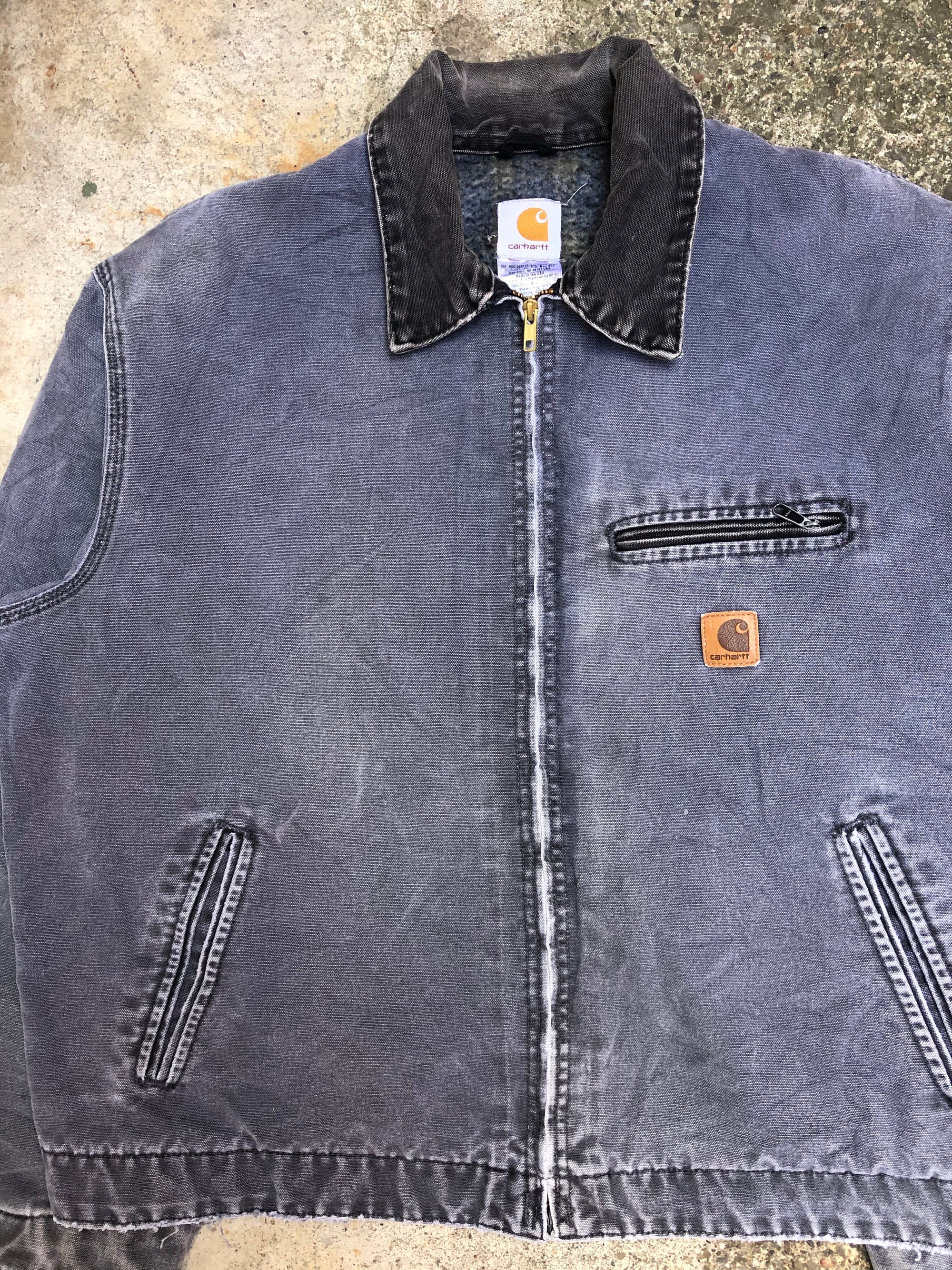 1990s Carhartt Faded Petrol Blue Lined Work Jacket (XL)