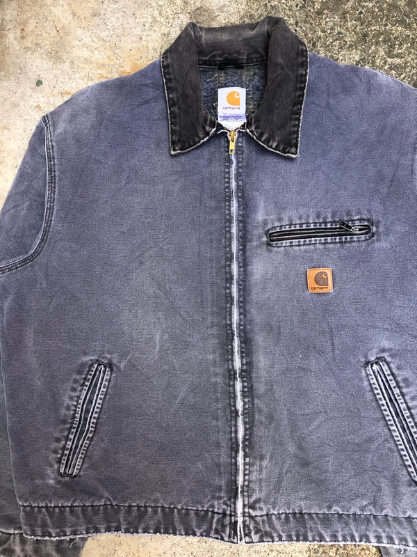 1990s Carhartt Faded Petrol Blue Lined Work Jacket (XL)