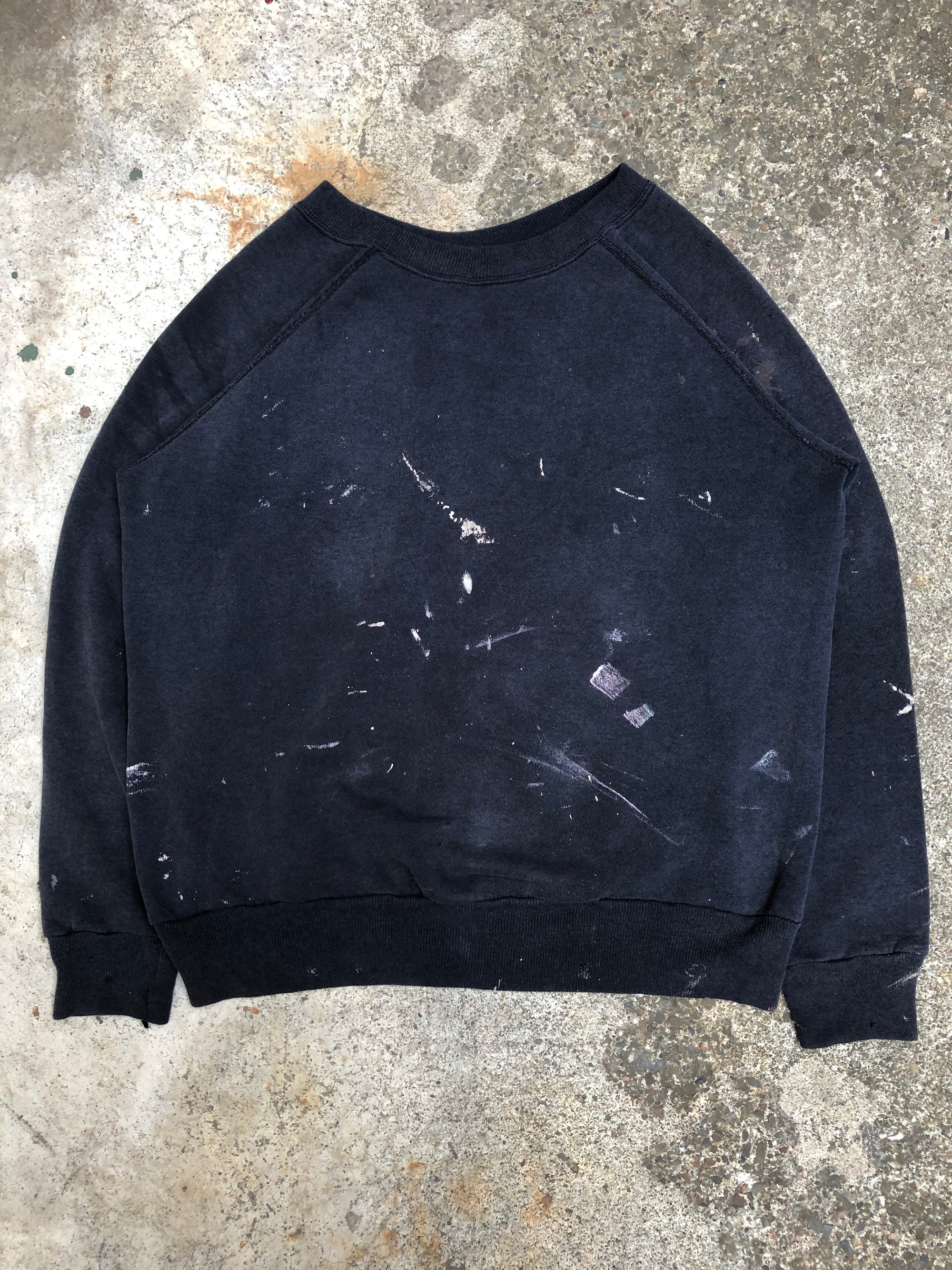1990s Faded Black Blank Painter Raglan Sweatshirt