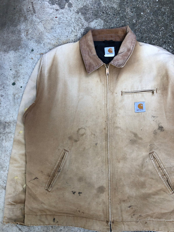 1990s Carhartt Sun Faded Tan Quilted Work Jacket (XL/XXL)