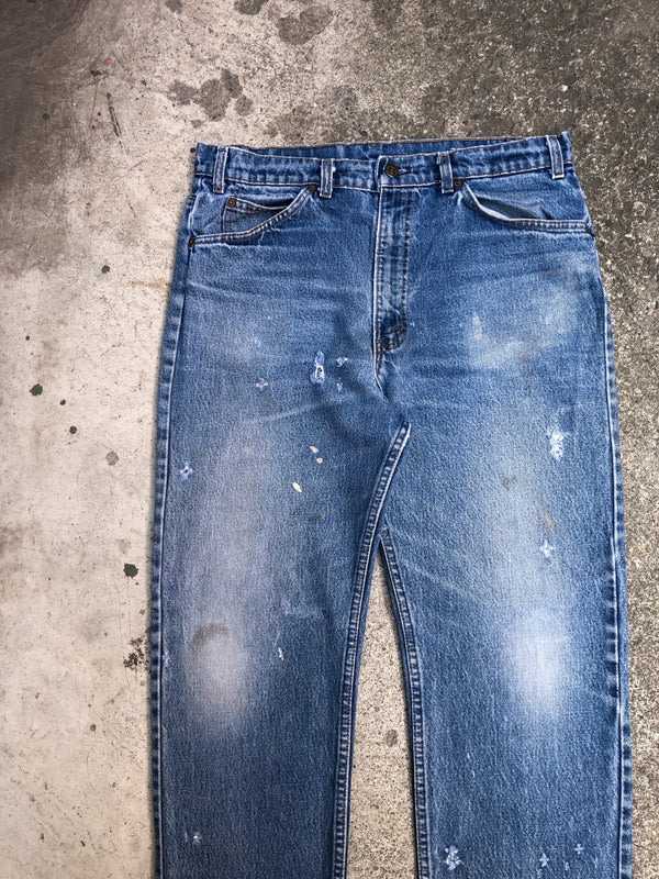 1980s Orange Tab Levis Worn In Blue 509 Released Hem (34X29)