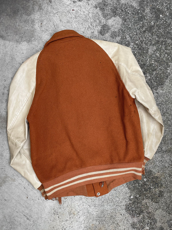 1970s “A” Faded Burnt Orange Varsity Jacket (S)