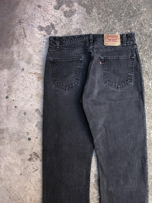 1990s Levis Faded Dark Charcoal 505 Released Hem (34X31)