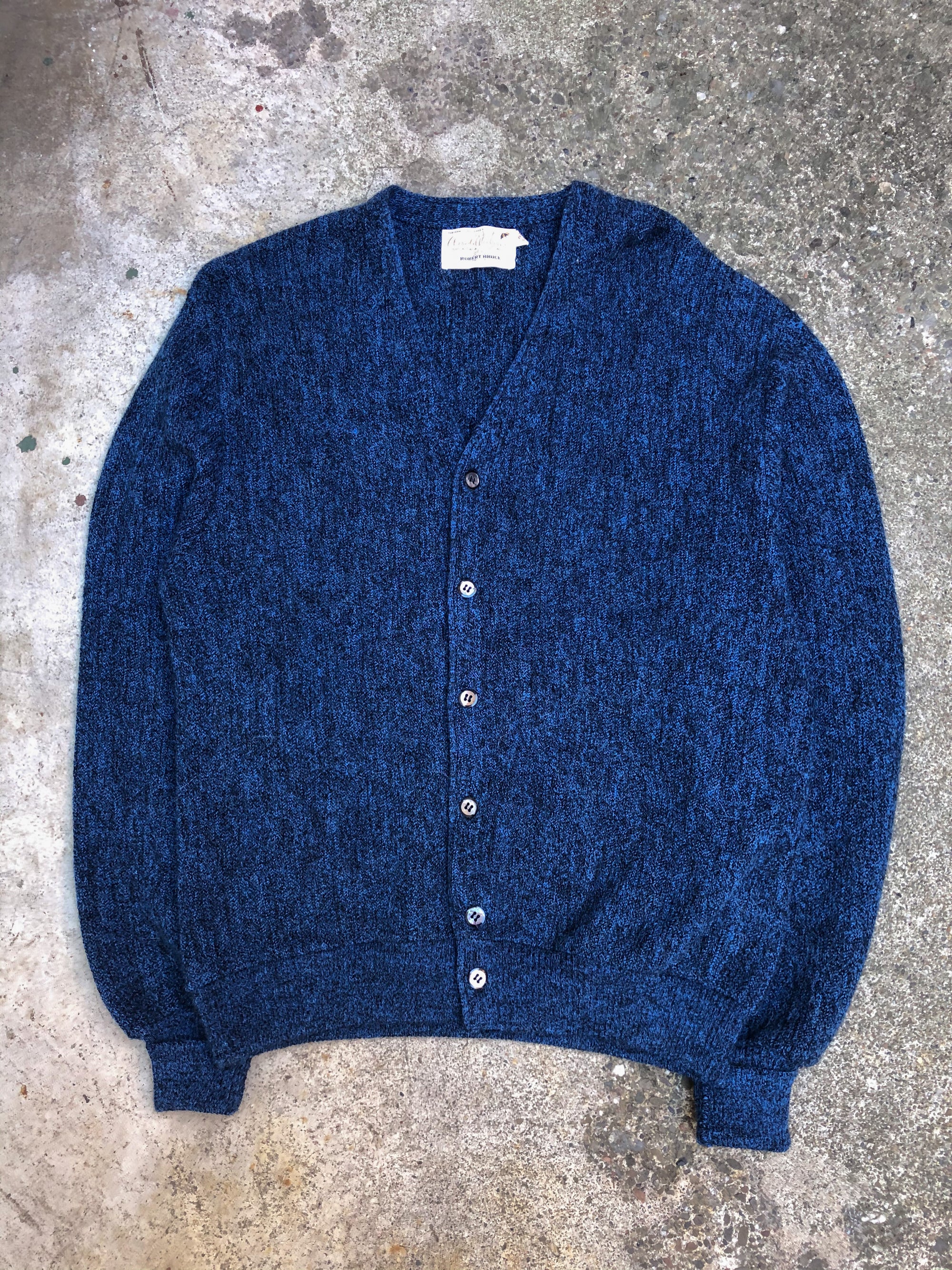 1960s Alpaca Wool Blue Black Marl Cardigan