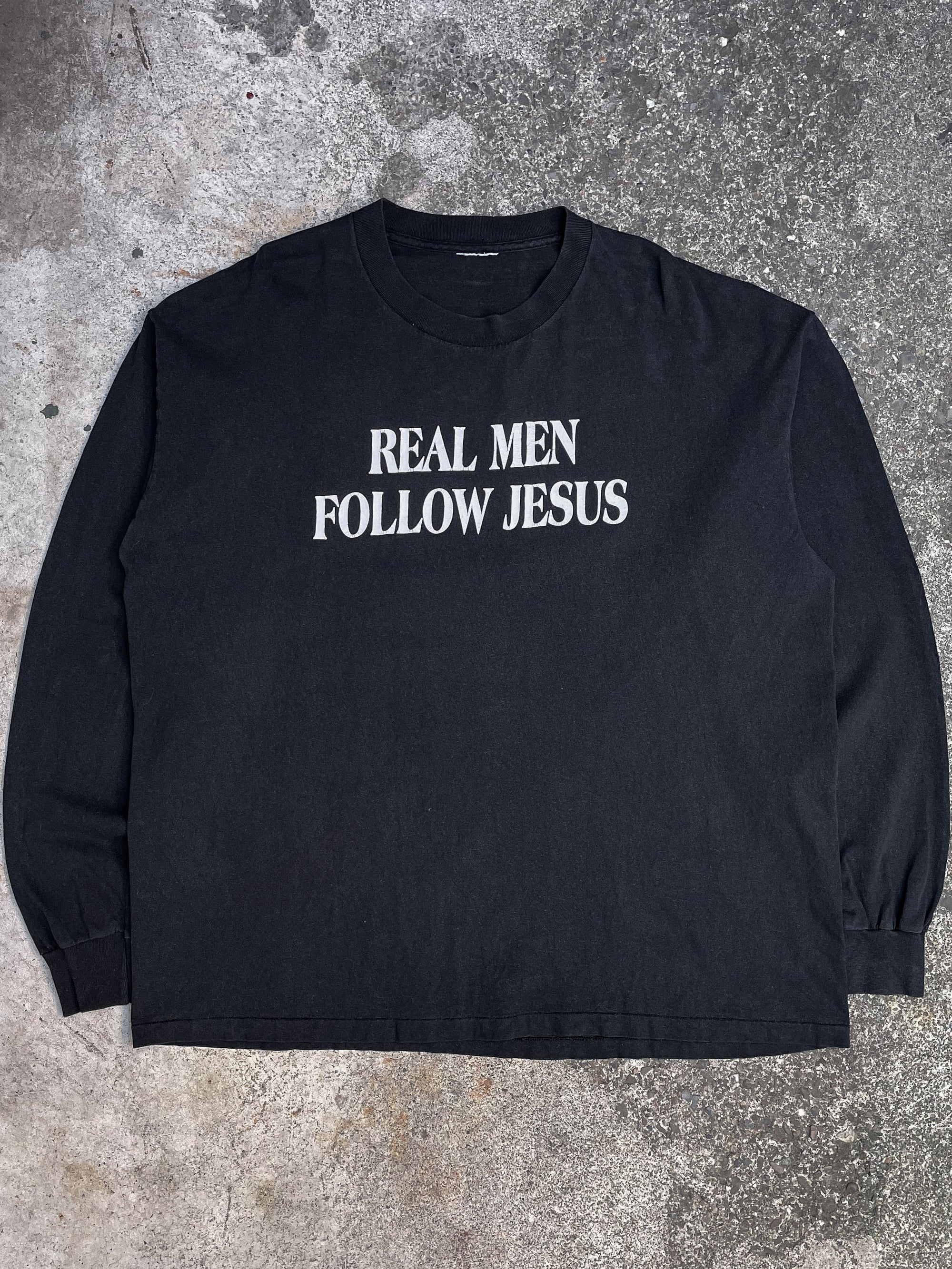 1990s “Real Men Follow Jesus” Long Sleeve Single Stitched Tee