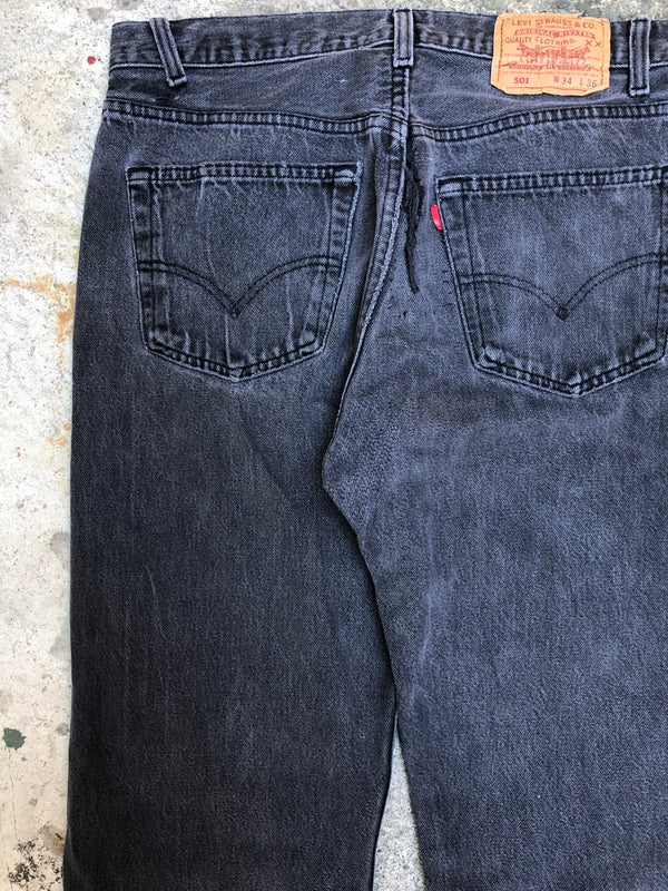 1990s Levis Repaired Faded Black 501 (32X34)