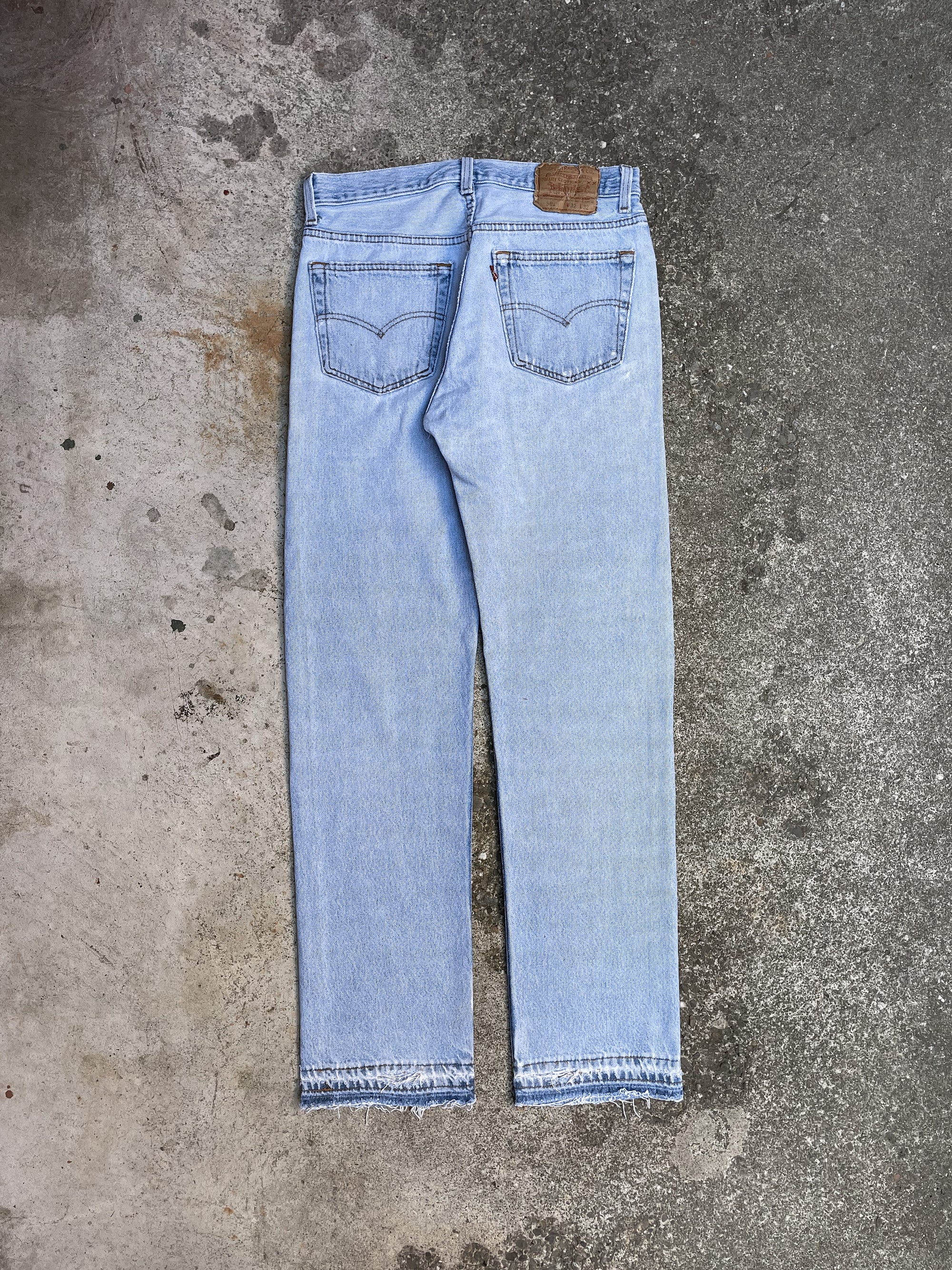 1990s Levi’s Repaired Faded Blue 501 Released Hem (28X31)