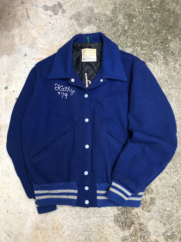 1970s Blue Chain Stitch “Walled Lake Western” Varsity Jacket