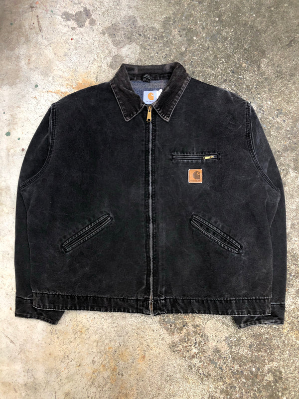 1990s Carhartt Faded Black Lined Work Jacket