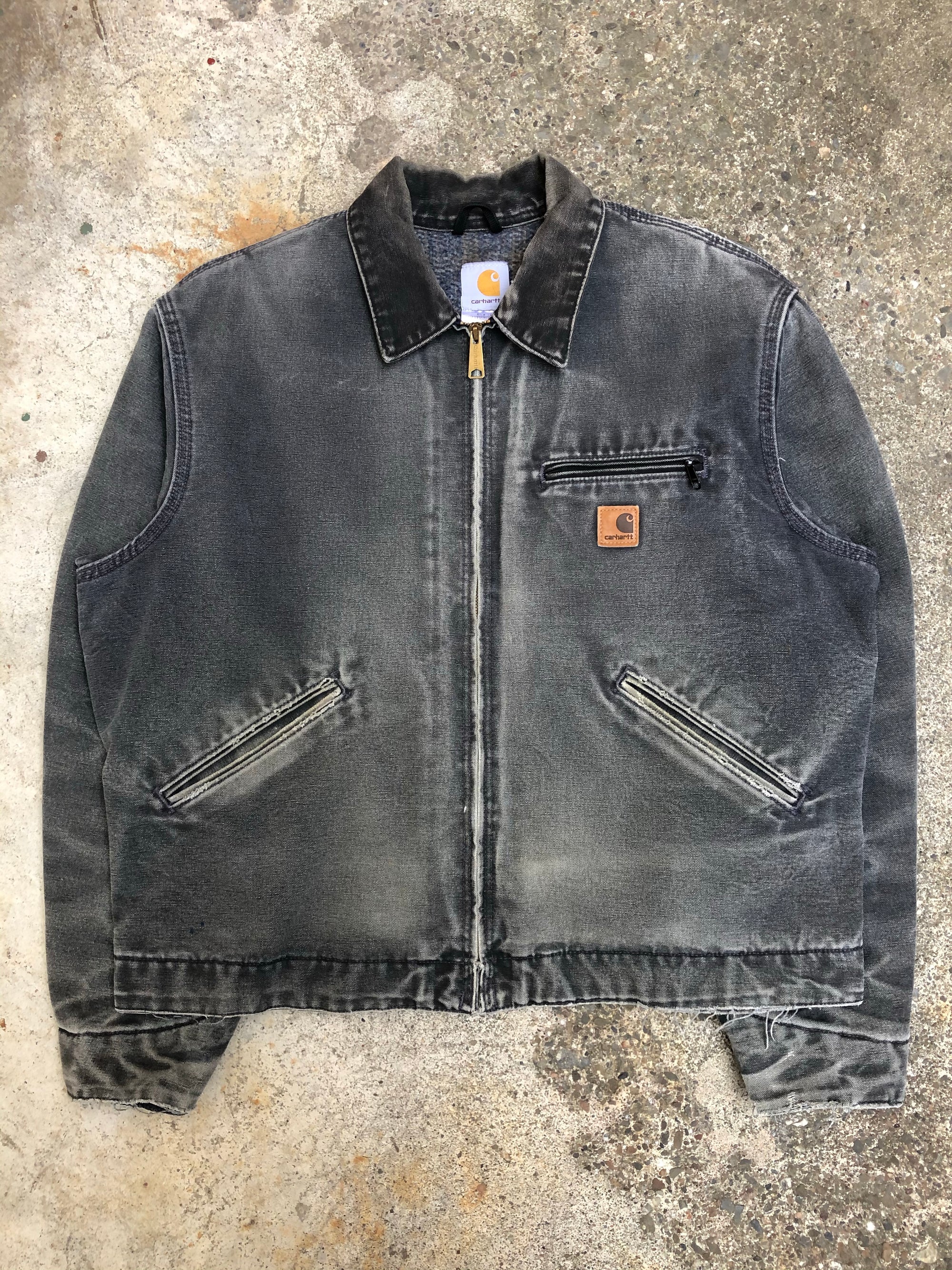 1990s Carhartt Faded Petrol Blue Lined Work Jacket