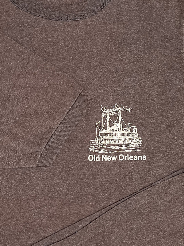 1980s “Old New Orleans” Faded Brown Single Stitched Ringer Tee (M)