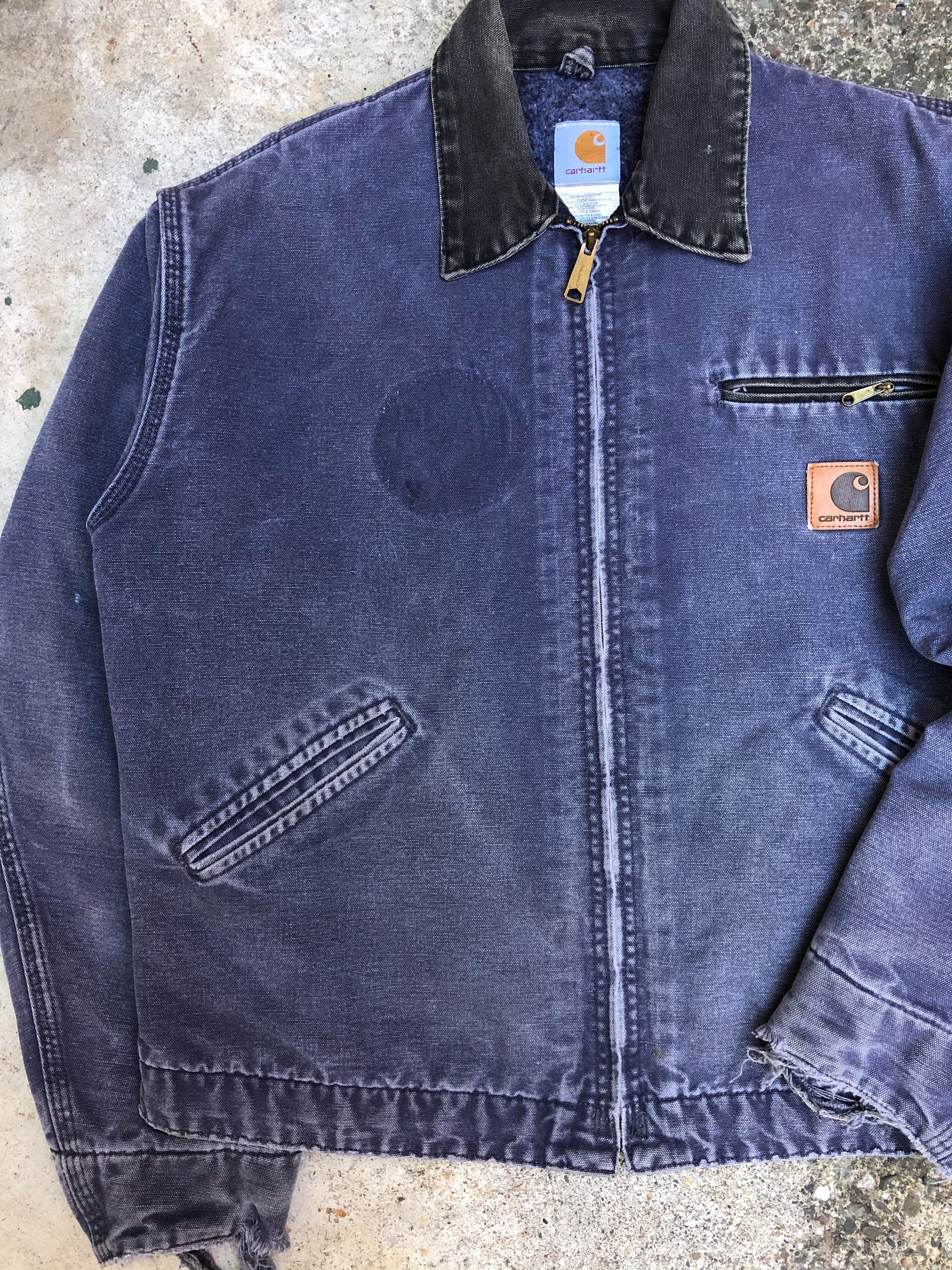 1990s Carhartt Faded Petrol Blue Lined Work Jacket (L)