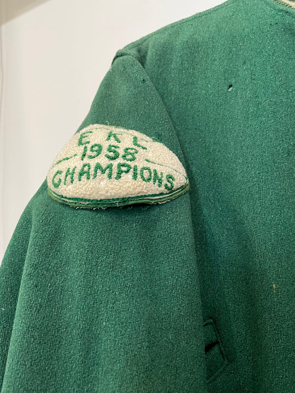 1950s “Rosedale Club” Faded Green Wool Varsity Jacket