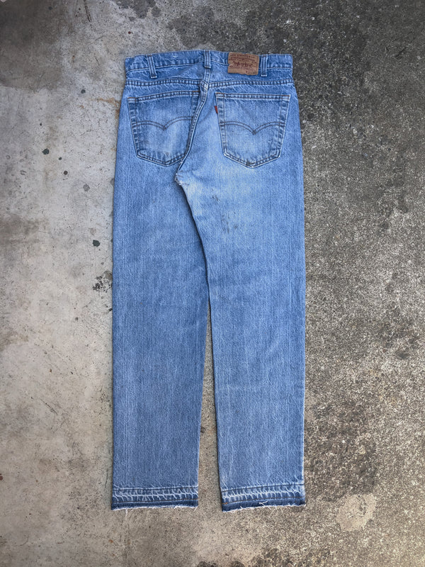 1980s Levis Repaired Faded Blue 505 Released Hem (31X29)