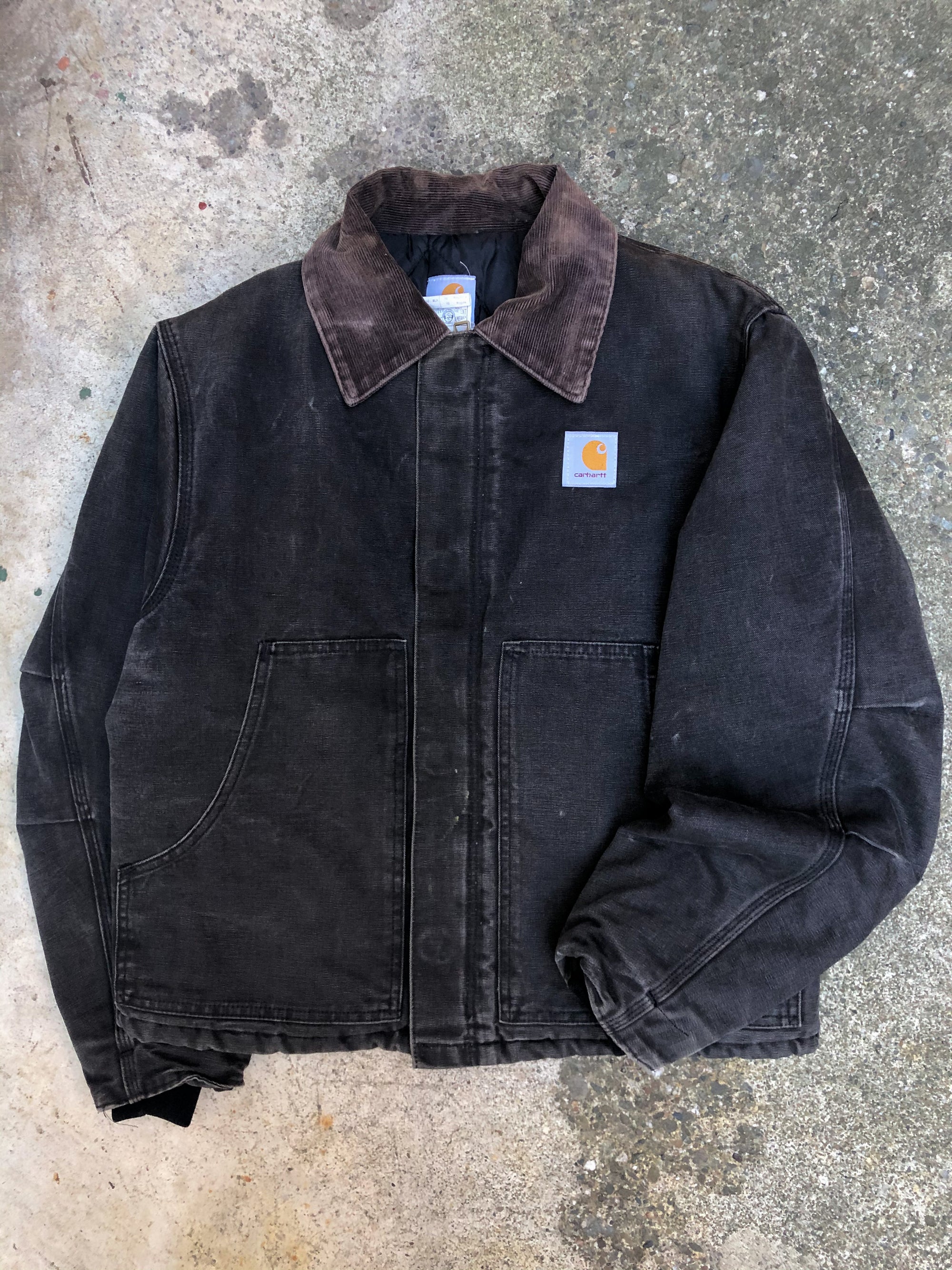 1990s Carhartt Faded Black Quilted Arctic Jacket (M)