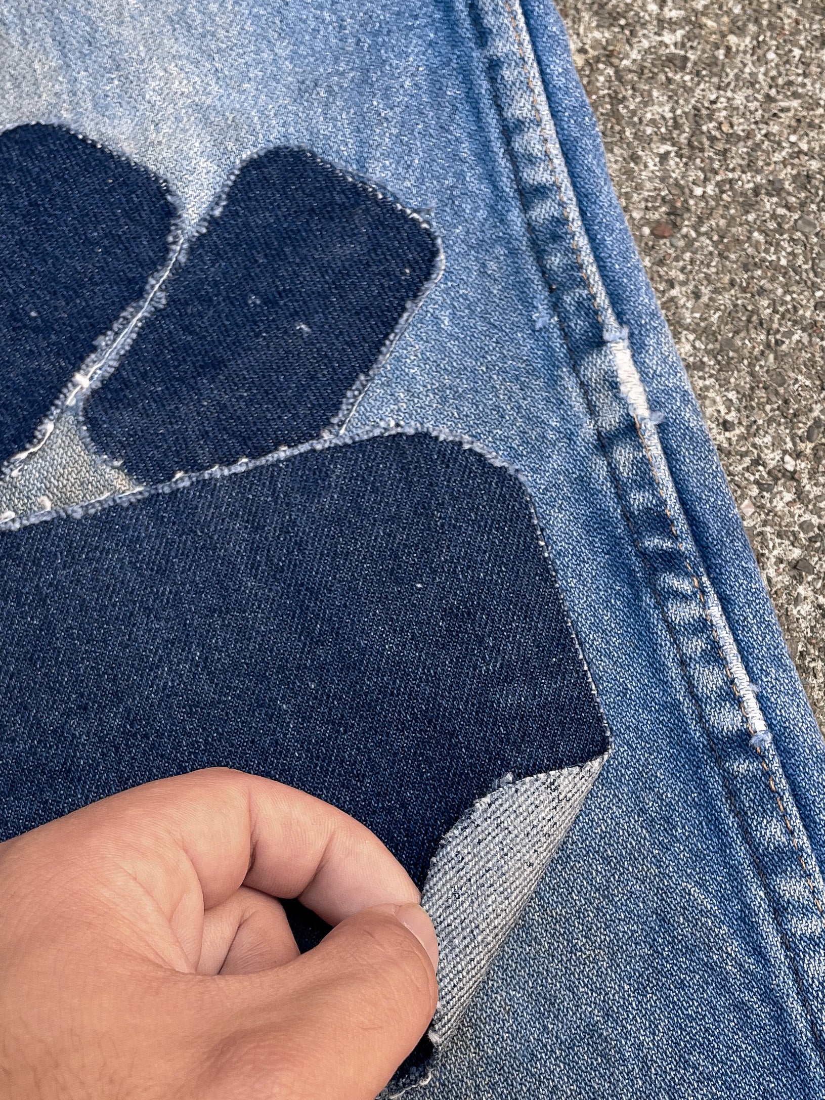 1990s Wrangler Patched Dirty Blue Denim (32X30)