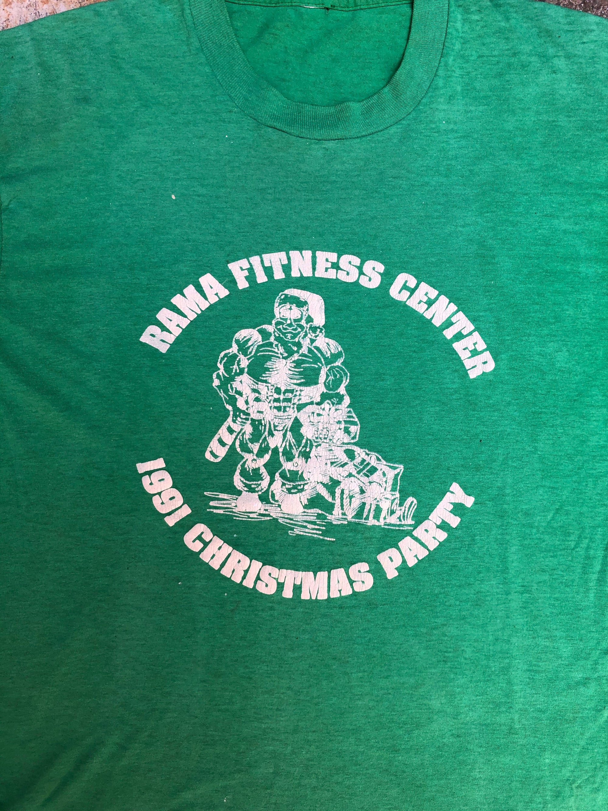 1990s Green "Fitness Center Christmas Party" Tee