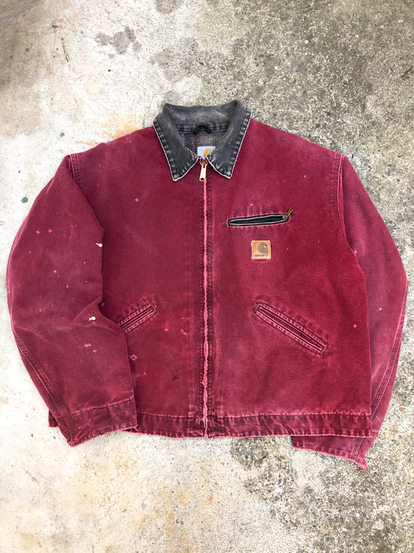 1990s Carhartt Faded Crimson Red Lined Work Jacket (XXL)