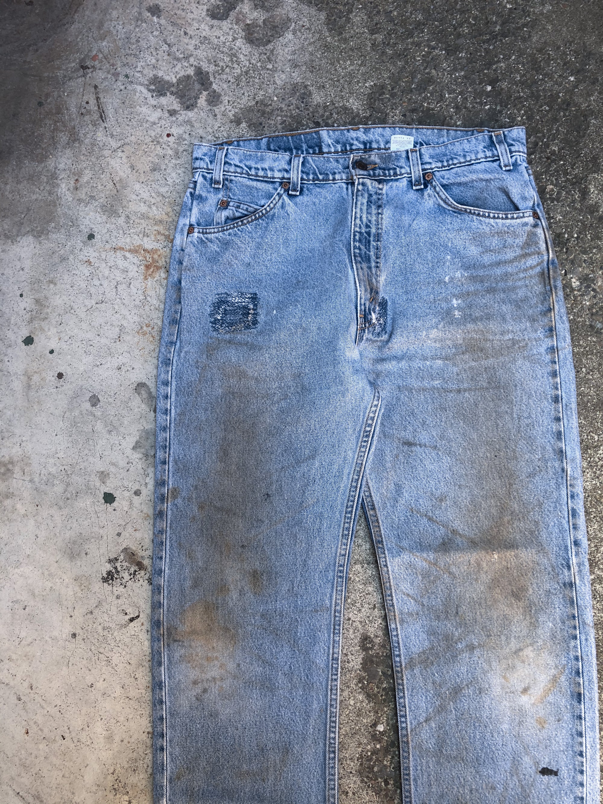 1990s Orange Tab Levis Repaired Dirty Blue 505 (34X31)