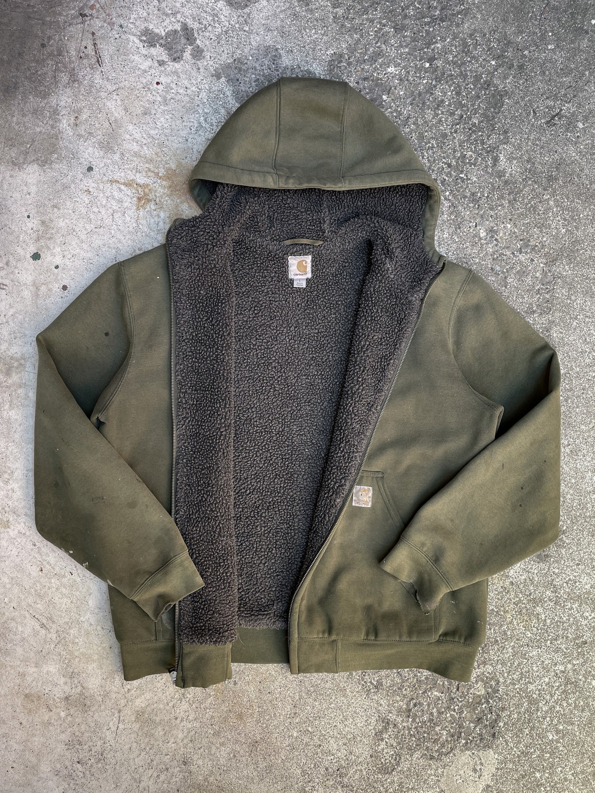 Carhartt Painted Faded Green Zip Up Hoodie