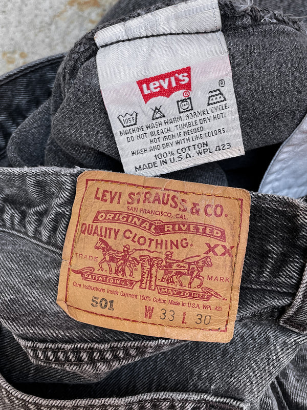 1990s Levi’s Faded Black 501 Released Hem (31X30)