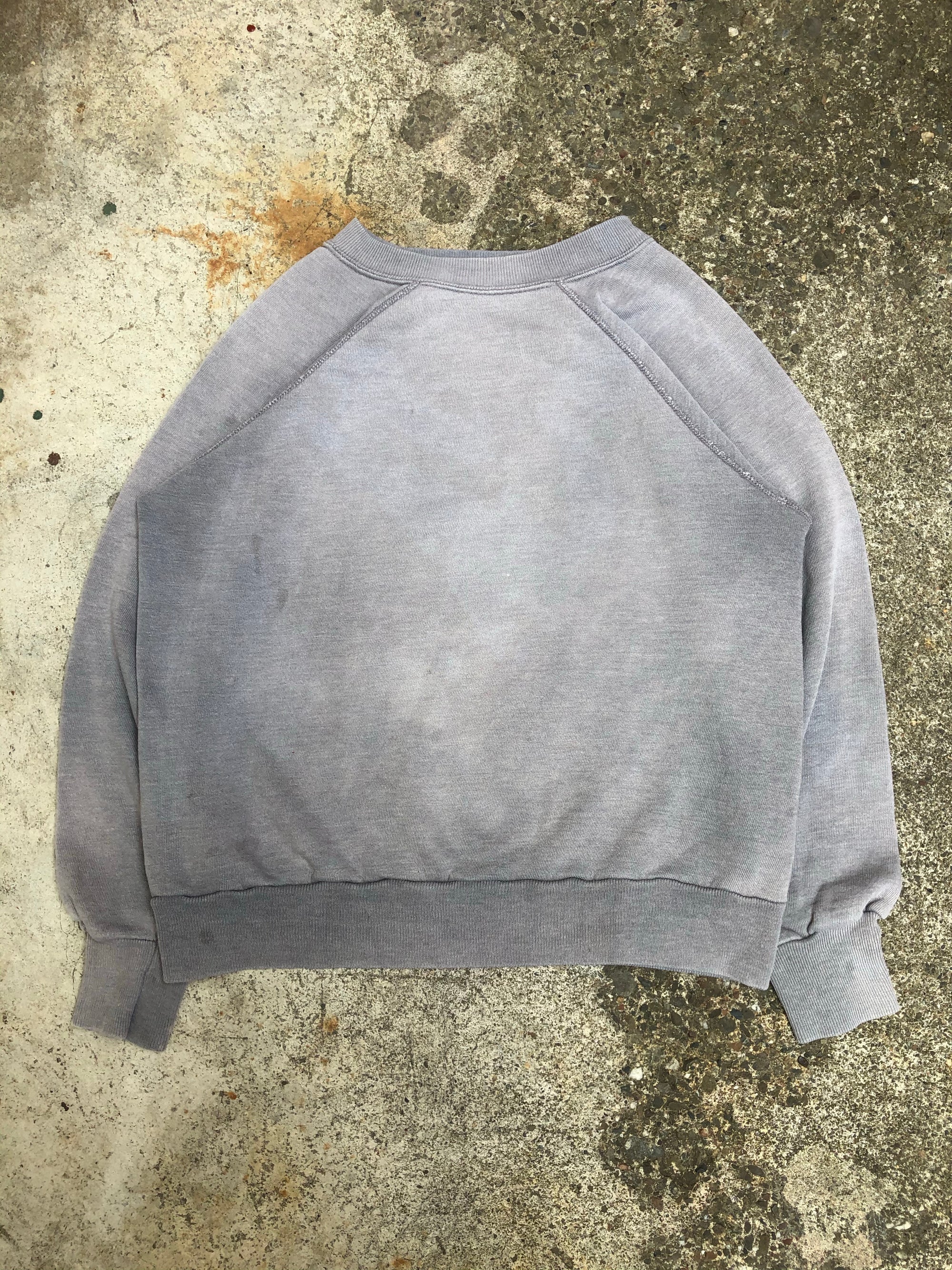 1980s Sun Faded Grey Blank Raglan Sweatshirt