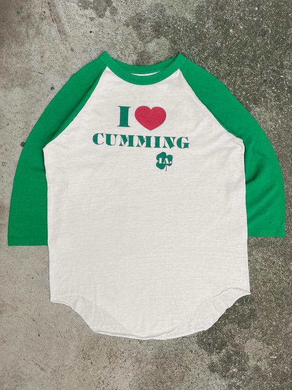 1980s “I Love Cumming” Single Stitched Raglan Baseball Tee (M/L)