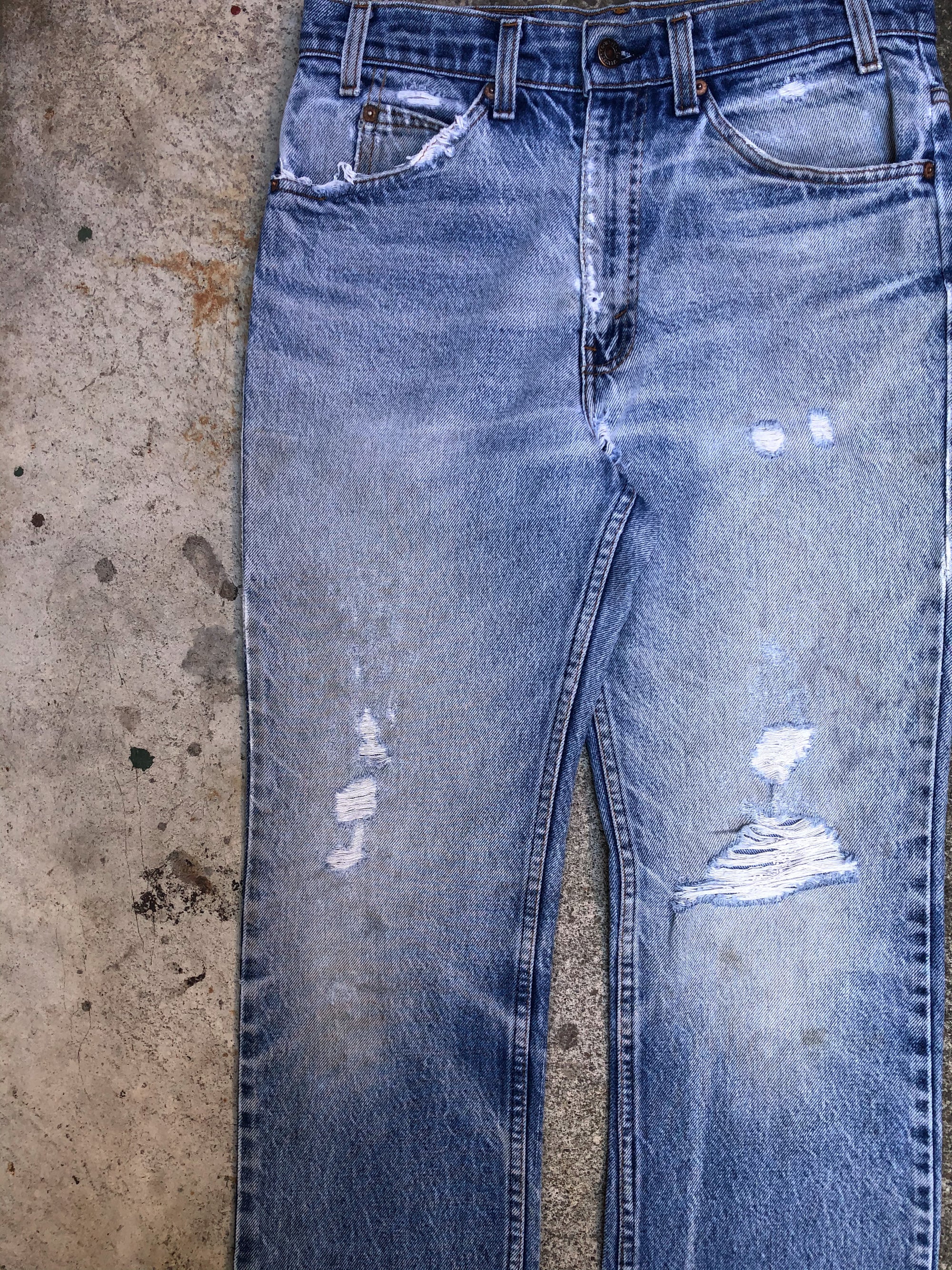 1980s Orange Tab Levis Distressed Blue 517 (31X32)